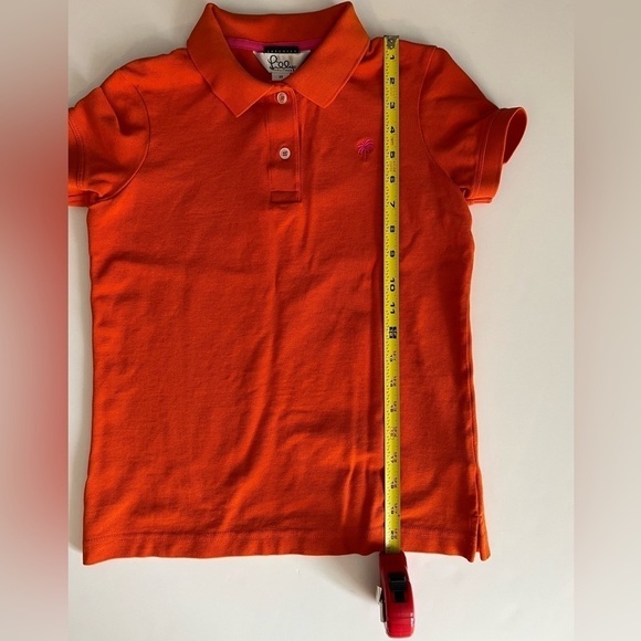 Lilly Pulitzer shrunken orange polo sz XS pink palm preppy stretch - Picture 6 of 6